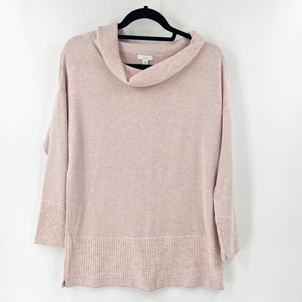 ✅ J Jill Pure Jill Pink Sweater Cowl Neck Pullover Cotton Wool Blend SIZE MEDIUM